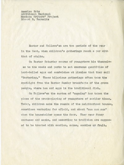 America Eats - Additional Regional - Edward B. Reynolds - Children