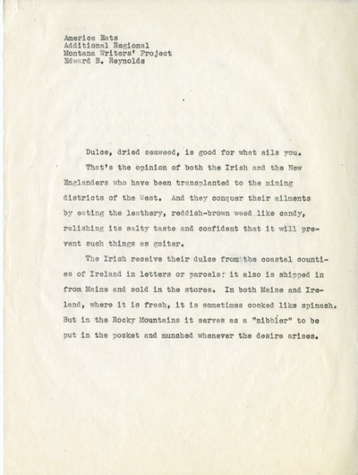 America Eats - Additional Regional - Edward B. Reynolds - Dulce