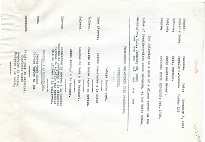 America Eats - Rejected Field Materials - Wayndle R. Johnson - Early American Menus