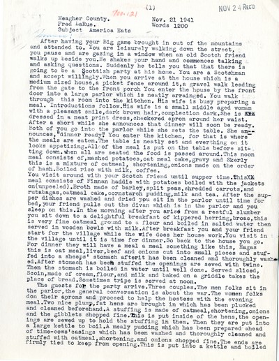 America Eats - Rejected Field Materials - Fred LaRue - A Scottish Party