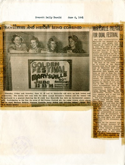 America Eats - Washington Field Materials and Correspondence - Marysville Dual Festival