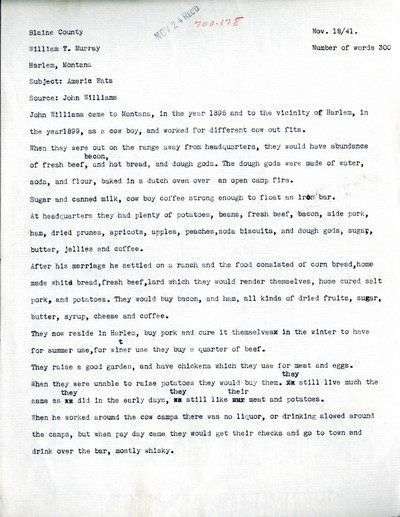 America Eats - Blaine County - John Williams - Montana cowboy