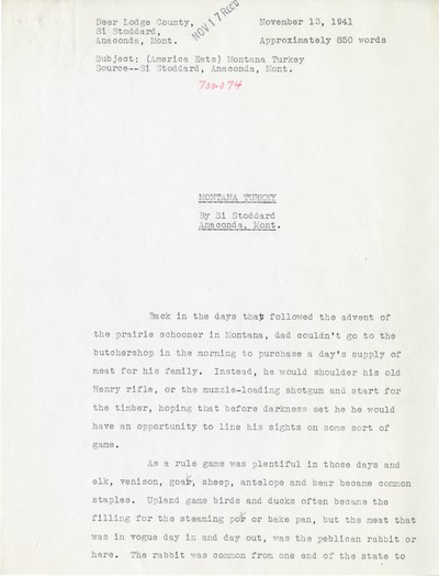 America Eats - Deer Lodge County - Si Stoddard - Montana Turkey