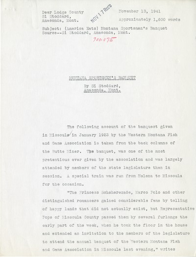 America Eats - Deer Lodge County - Si Stoddard - Montana