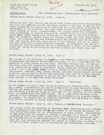 America Eats - Lewis and Clark County - Gail Hamilton - The Strawberry Jam