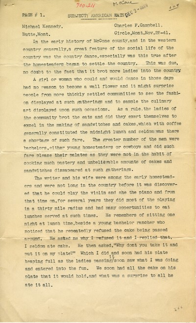 America Eats - McCone County - Charles F. Campbell - Country Dance