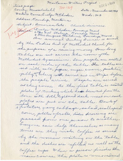 America Eats - Musselshell County - Evelyn M. Rhoden - Tri county Sportsmen