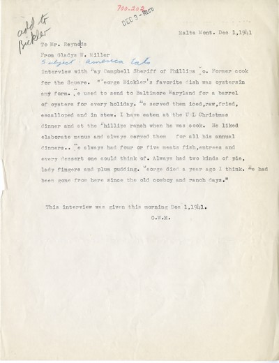 America Eats - Phillips County - Gladys W. Miller - George Bickler
