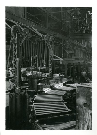 Montana - copper wire bars are cast in the furnace refinery.