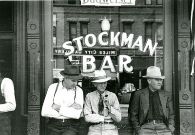 Stock Men in Front of Bar, on Main Street, Miles City, MT