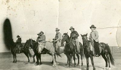 Cowboys on Milk River Ready of Roundup, 76 Outfit - 1908