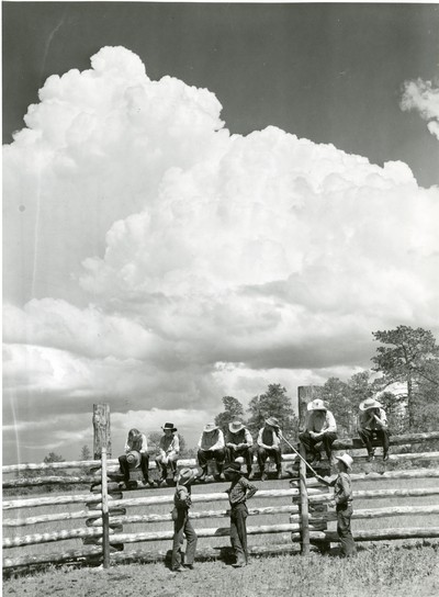 Cowhands and Dude Girls at Three Circle Roundup, Custer National Forest, MT