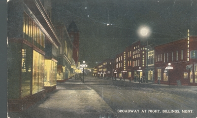 Broadway at night, Billings, Montana