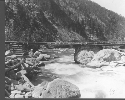West View of Log Bridge in Gallatin Canyon