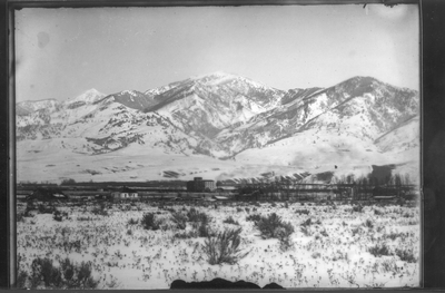 Bridger Mountains behind the Pea-Cannery