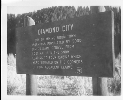 Historic Site Sign for Diamond City, Montana