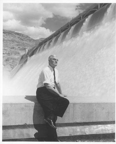 F.A. Banks posed at Hungry Horse Dam