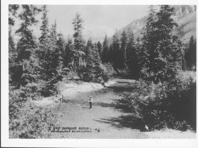 Fisherman in River at Half Diamond Ranch, British Columbia