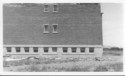 Three Forks Consolidated School After 1925 Earthquake (side view)
