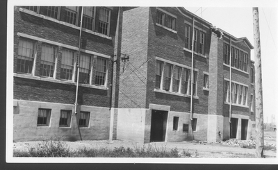 Three Forks Consolidated School After 1925 Earthquake (rear view)