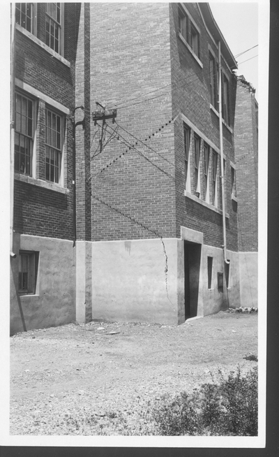Three Forks Consolidated School After 1925 Earthquake (rear view)