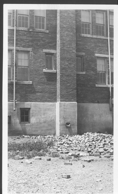 Three Forks Consolidated School After 1925 Earthquake (rear view)