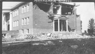 Manhattan School After 1925 Earthquake (corner/side entrance view)