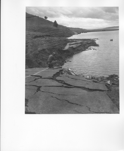 Partial Black-top Road After 1959 Earthquake