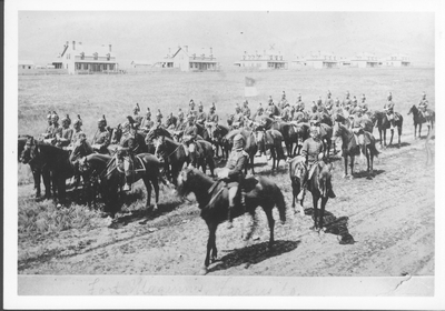 Mounted Cavalry March at Fort Maginnis, ca. 1880