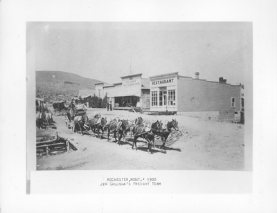 Jim Galusha's Freight Team, Rochester, Montana, 1900