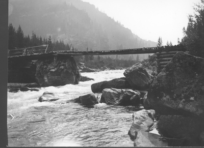 East View of Log Bridge in Gallatin Canyon