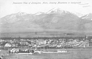 Panoramic View of Livingston Mont., showing Mountains in background