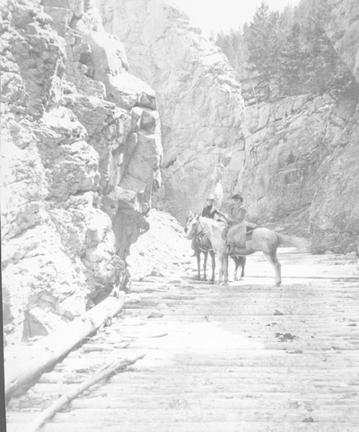 Corduroy, Bozeman Canyon, near Mystic Lake, July 4, 1907