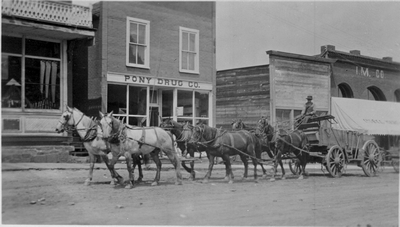 Freight wagon in Pony, Montana