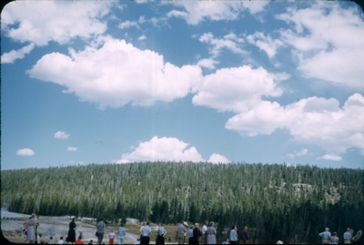 Yellowstone National Park - Tourists awaiting Old Faithful