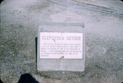 Yellowstone National Park - Clepsydra Geyser sign