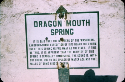 Yellowstone National Park - Dragon Mouth Spring sign