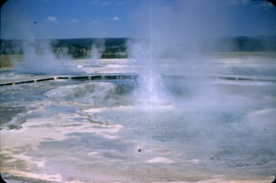 Yellowstone National Park - geyser basin with hot pools