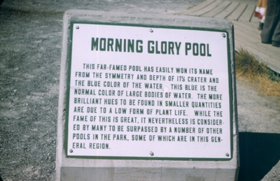 Yellowstone National Park - Morning Glory Pool sign