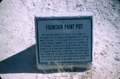Yellowstone National Park - Fountain Paint Pot sign