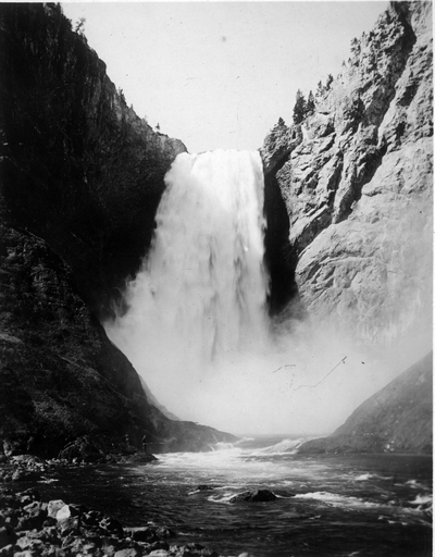 Upper Fall of the Yellowstone, - Great Fall from below - Yellowstone National Park