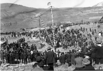 Lowering the cornerstone of the arch, Apr. 24, 1903