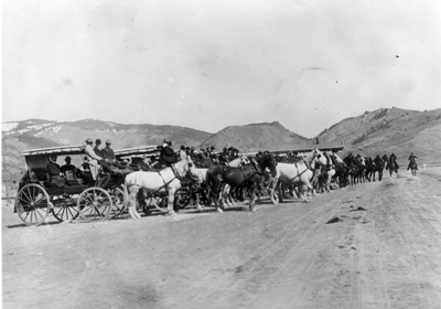 Carriages lined up in anticipation of Roosevelt's arrival, Apr. 24, 1903