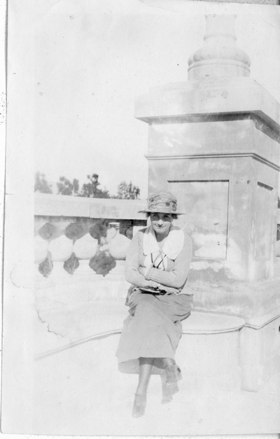 Alma Donald on the big bridge at Pasadena