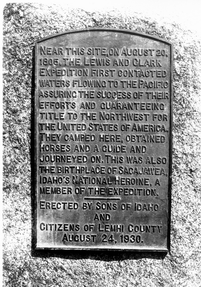 Historic marker at the site of Lewis & Clark
