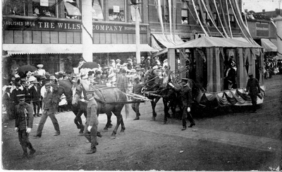 Parade float on Main Street, Bozeman Montana