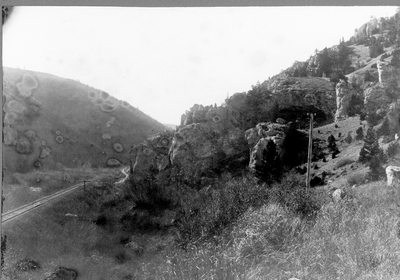 View of Rocky Canyon on line of N.P. Railway, Gallatin Co., Mont.