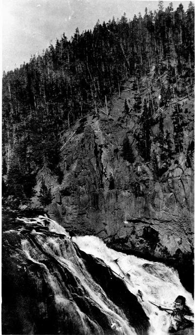 Looking down from the top of a waterfall