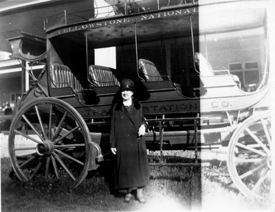 Mother at the old bus in Yellowstone