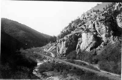 Rail line through canyon